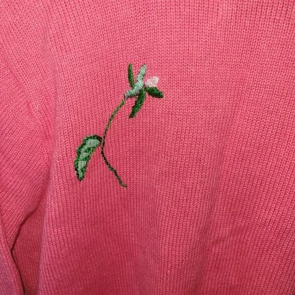 Storybook Knits Pink Cardigan Sweater Roses L - Picture 14 of 14